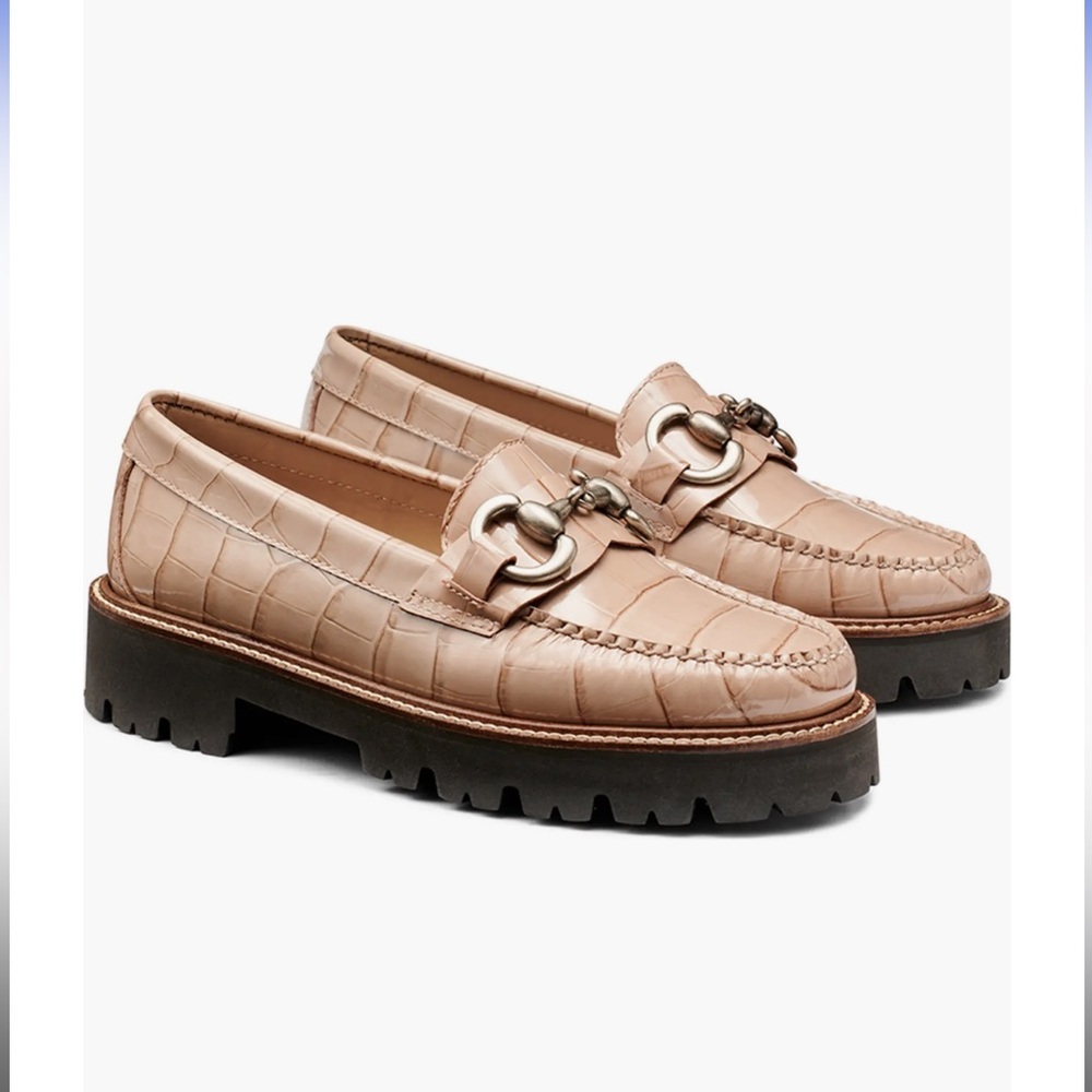 G.H. Bass & Co. Beige Croc-Embossed Loafers